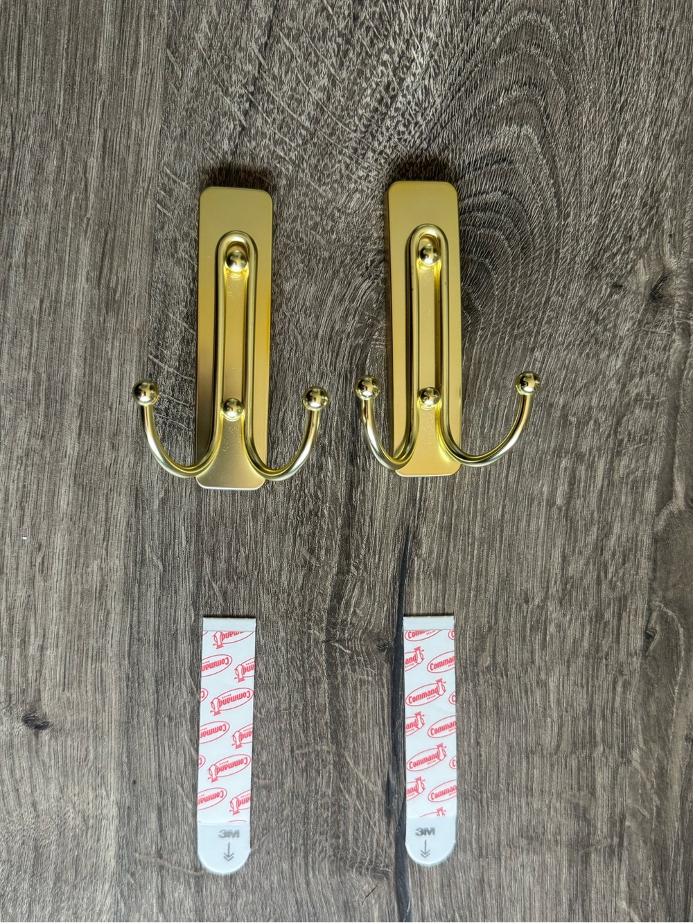 Satin Brass Command Double Hook Wall Mount